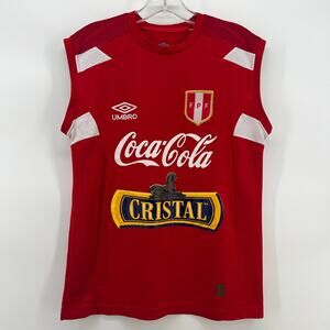 Rare Vintage Umbro Peru Soccer Jersey Memorabilia Coca Cola Hyundai FPF Red